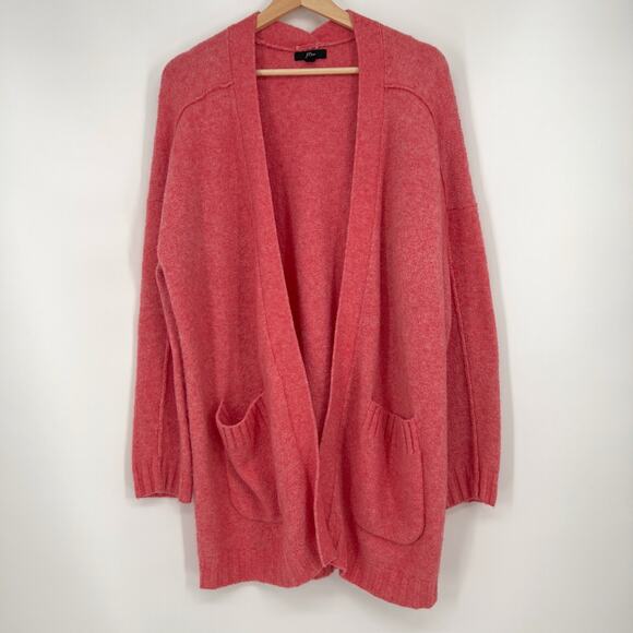 J.Crew Wool Alpaca Blend Open Cardigan Sweater Small Pink Long Lined Pockets - Picture 1 of 9